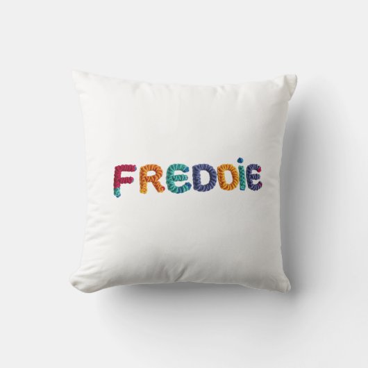 クロシェ・パター鮮やかンのFREDDIE名 クッション (正面)