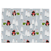 クロシトマスの木々，ペンギンと猫 ラージペーパーバッグ (裏面)