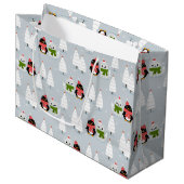 クロシトマスの木々，ペンギンと猫 ラージペーパーバッグ (正面アングル)