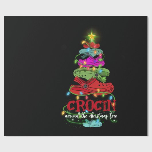 クロシンのまわりにザクリスマスツリーギフト ラッピングペーパー (フラット)