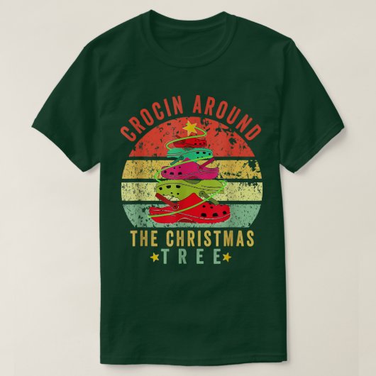 クロシンザのまわりにクリスマスツリーPjsクリスマスクリスマ Tシャツ (デザイン正面)