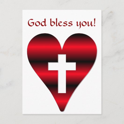 クロスおよびハート#3 (クロス内側赤いハート) ポストカード (正面)