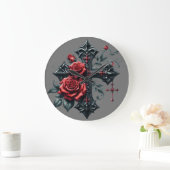 クロスおよびバラウォールクロック ラージ壁時計 (ホーム)