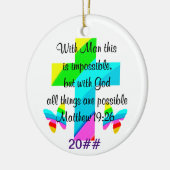 クロスかわいらしとレインボーマタイ19:26デザイン セラミックオーナメント (左)