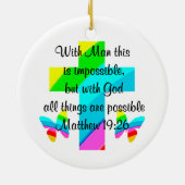 クロスかわいらしとレインボーマタイ19:26デザイン セラミックオーナメント (裏面)