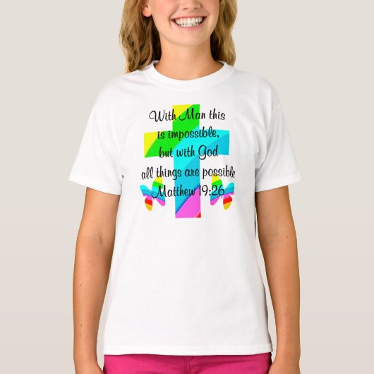 クロスかわいらしとレインボーマタイ19:26デザイン Tシャツ (正面)