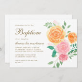 クロスかわいらしバプテスマのフローラ 招待状 (正面/裏面)