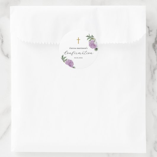 クロスかわいらし確認付き紫フローラ ラウンドシール (バッグ)