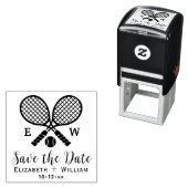 クロスしたテニスのラケットのモノグラム日付を保存 セルフインキングスタンプ (インサイチュ)