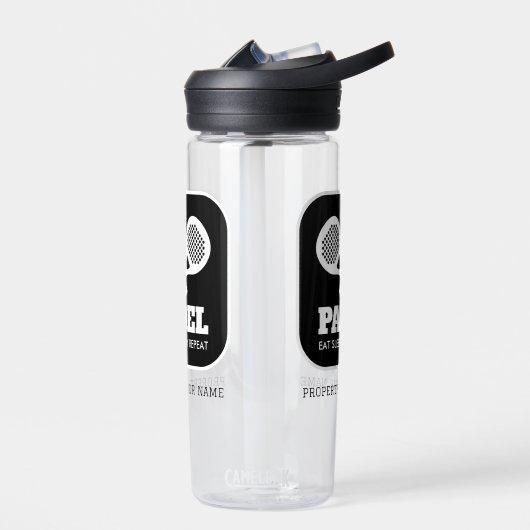 クロスしたパデルラケット名前をカスタムするウォーターボトル ウォーターボトル (左面)