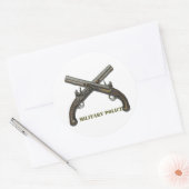 クロスしたピストクラシックソルのラウンドステッカー ラウンドシール (封筒)