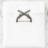 クロスしたピストクラシックソルのラウンドステッカー ラウンドシール (バッグ)