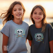 クロスしたペイントブラシのアートなドクロ Tシャツ