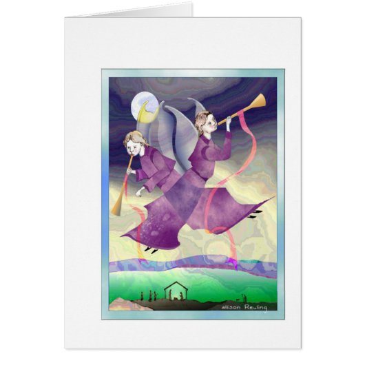 クロスした天使のクリスマスホリデーグリーティングカード (正面)