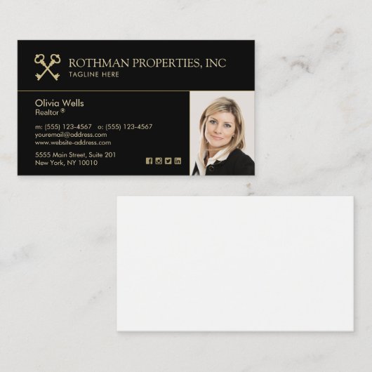 クロスした実在鍵不動産業者の写真事業の追加 名刺 (正面/裏面)