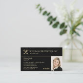 クロスした実在鍵不動産業者の写真事業の追加 名刺 (スタンド正面)