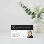 クロスした実在鍵不動産業者の写真事業の追加 名刺 (スタンド正面)