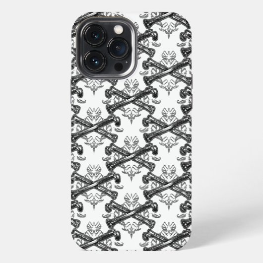 クロスした骨の透かし彫り iPhoneケース (裏面)