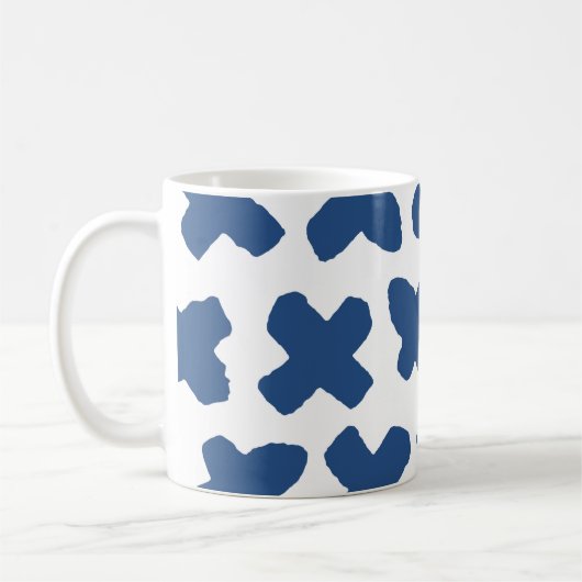 クロスしぼり:藍色ろうけつ染め柄 コーヒーマグカップ (左)