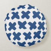 クロスしぼり：藍色ろうけつ染め柄 ラウンドクッション (裏面)