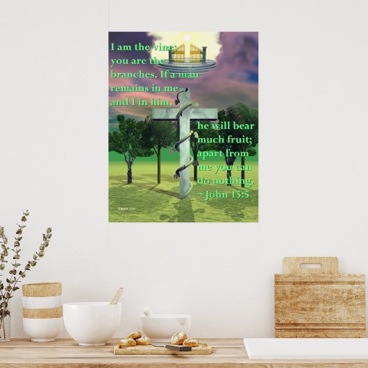 クロスとつる植物 ポスター (キッチン)