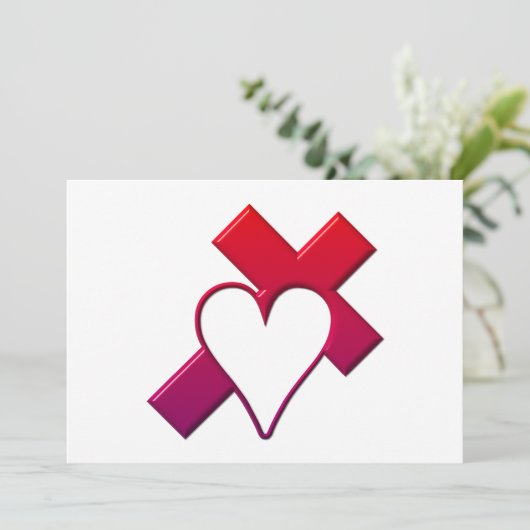 クロスとハート #1 ( 3D 赤/紫 ) 招待状 (スタンド正面)