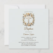 クロスとホワイトローズのカトリック洗礼・命名式 招待状 (裏面)