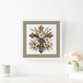 クロスとライリー スクエア壁時計 (ホーム)