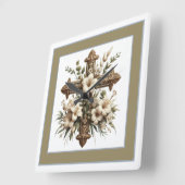 クロスとライリー スクエア壁時計 (傾斜)