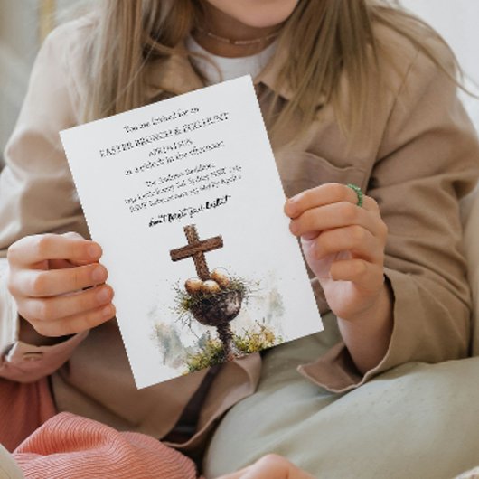 クロスと卵のバスケットとイースター・エッグ・ハント 招待状