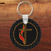クロスと炎 キーホルダー (正面)