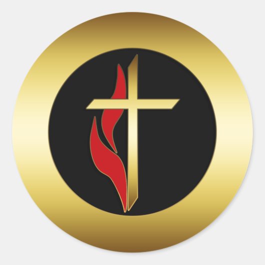 クロスと炎 ラウンドシール (正面)