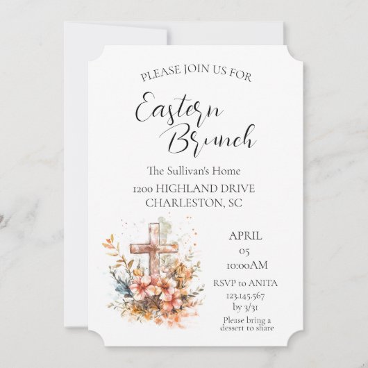 クロスと花フローライースターブランチ 招待状 (正面)