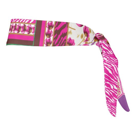 クロスの付いたピンクと白の壁紙 タイヘッドバンド (回転90)