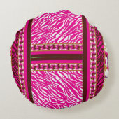 クロスの付いたピンクと白の壁紙 ラウンドクッション (裏面)