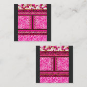 クロスの付いたピンクと白の壁紙 ロイヤリティカード (正面/裏面)