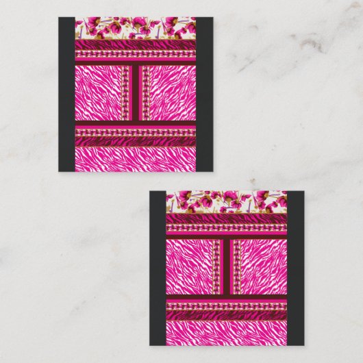 クロスの付いたピンクと白の壁紙 ロイヤリティカード (正面/裏面)