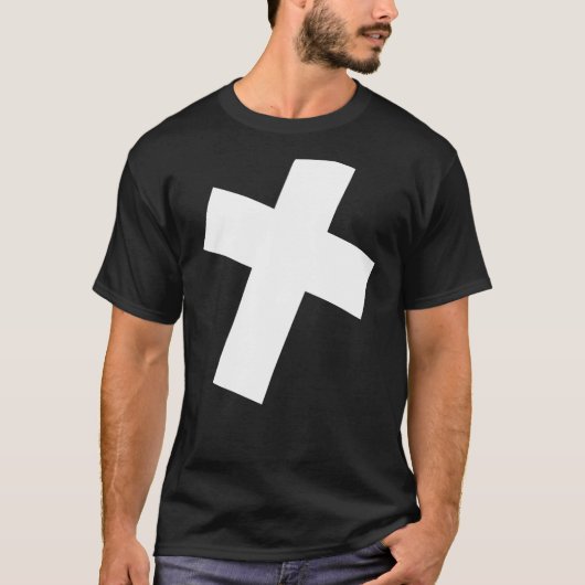 クロスの角度、太い傾いた十字架、福音の視点 Tシャツ (正面)