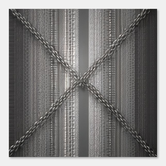 クロスはっきりしたチェーストライプン付きのグレーの 壁紙 (正面)