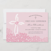 クロスを使った女の子の初めての聖餐招待状 招待状 (正面)