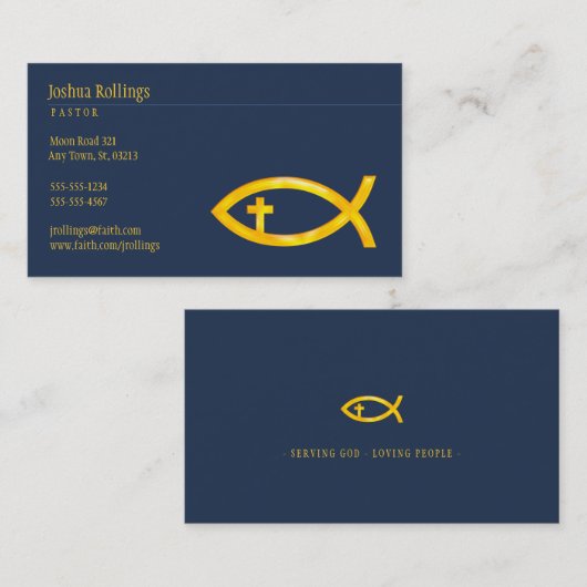クロスを持つキリスト教魚 |感動的 名刺 (正面/裏面)