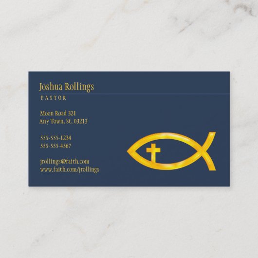 クロスを持つキリスト教魚 |感動的 名刺 (正面)
