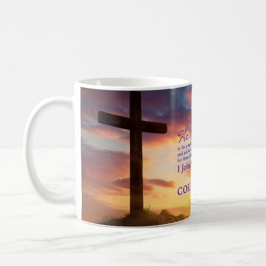 クロスアットデュスク聖なる書物、 経典 パーソナライズされた コーヒーマグカップ (左)