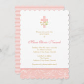 クロスアンドドーブ|コーラルガールバプティスマ招待状 招待状 (正面/裏面)