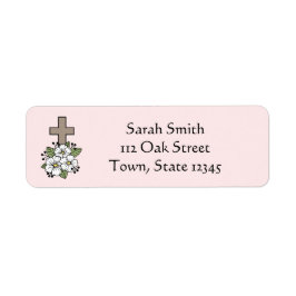 クロスアンドフラワーパーソナライズされた差出人住所 ラベル
