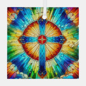 クロスインステンドグラスデザインオーナメントサンキャッチャー ガラスオーナメント (裏面)