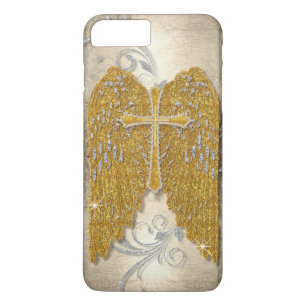 クロスウィグリッターダイヤモンドジュエルルックエンジェルウィング iPhone 8 PLUS/7 PLUSケース