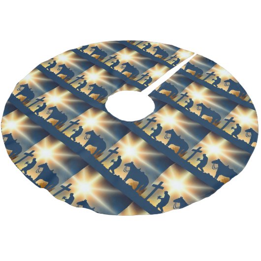 クロスウェスタンのクリスマスツリースカートのカウボーイ ブラッシュドポリエステルツリースカート (アングル)