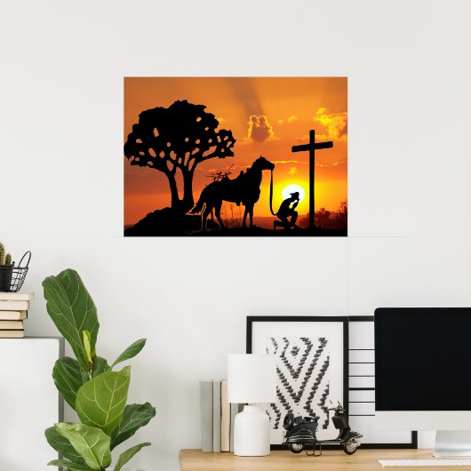 クロスウェスタン・クリスチャン・アートのカウボーイ ポスター (ホームオフィス)