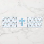 クロスウォーターボトルラベル – 青と銀 ペットボトルラベル (シングルラベル)